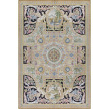 Hand-Knotted High-Quality Ivory and Black Area Rug