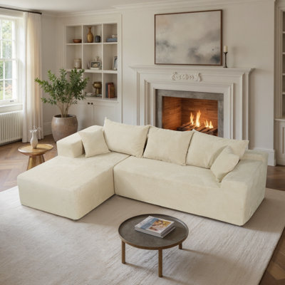 Harvill Boneless 2 - Piece No Assembly Required Upholstery Free Combination Cloud Sectional Sofa with Pillow