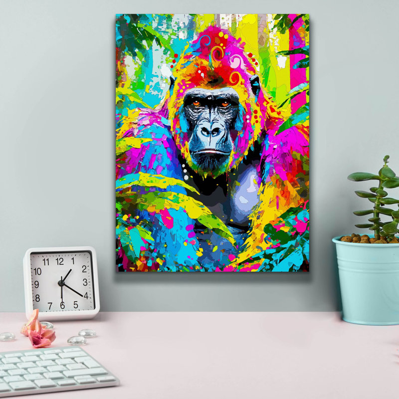«The Chroma Gorilla» par Dean Russo, art mural sur toile, H 16 po x l 12 po x P 0,75 po