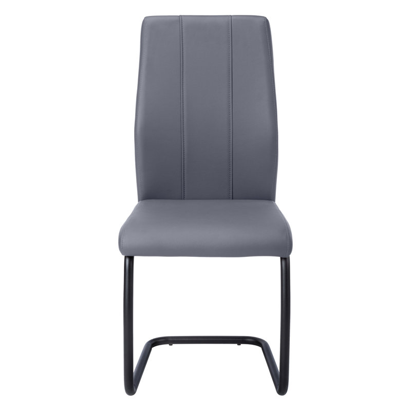 Chaises de salle à manger rembourrées 2 pièces, housse en similicuir gris, support en métal noir, hauteur de 39 po, pour la cuisine des chaises d'appoint élégantes, aspect cuir, base, configuration charmante
