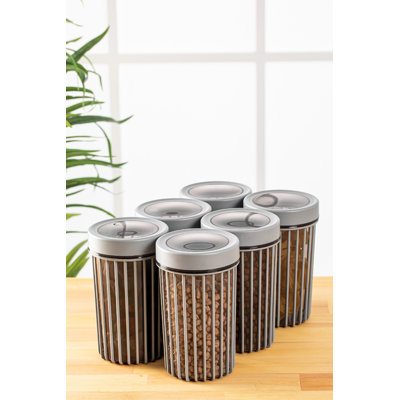 Elyssa Durable Storage Box Set (6 Pieces), Gray, 4.1 x 4.1 x 7.1 inches | 100% BPA-Free Plastic, 37.2 fl oz Capacity Each | Dishwasher-Safe, Ideal for Organizing Kitchen, Office & Home, Space-Saving Design