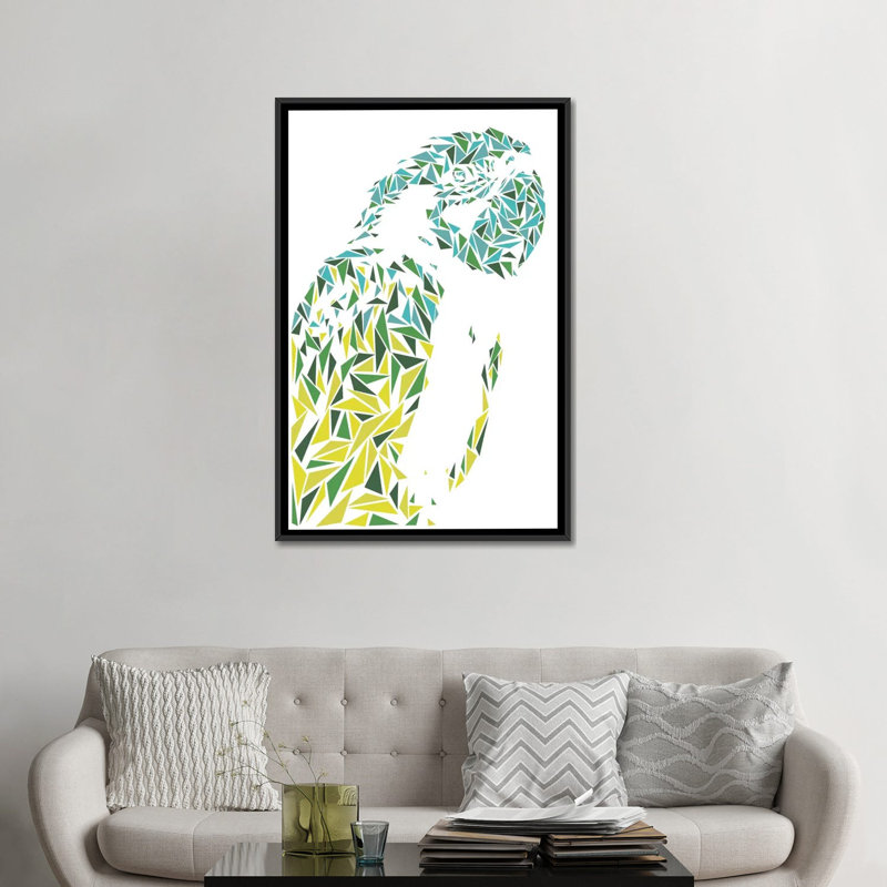 « ara perroquet », reproduction d’impression sur toile, H 26 po x l 18 po x P 1,5 po, Toile avec cadre noir, Pas de tapis
