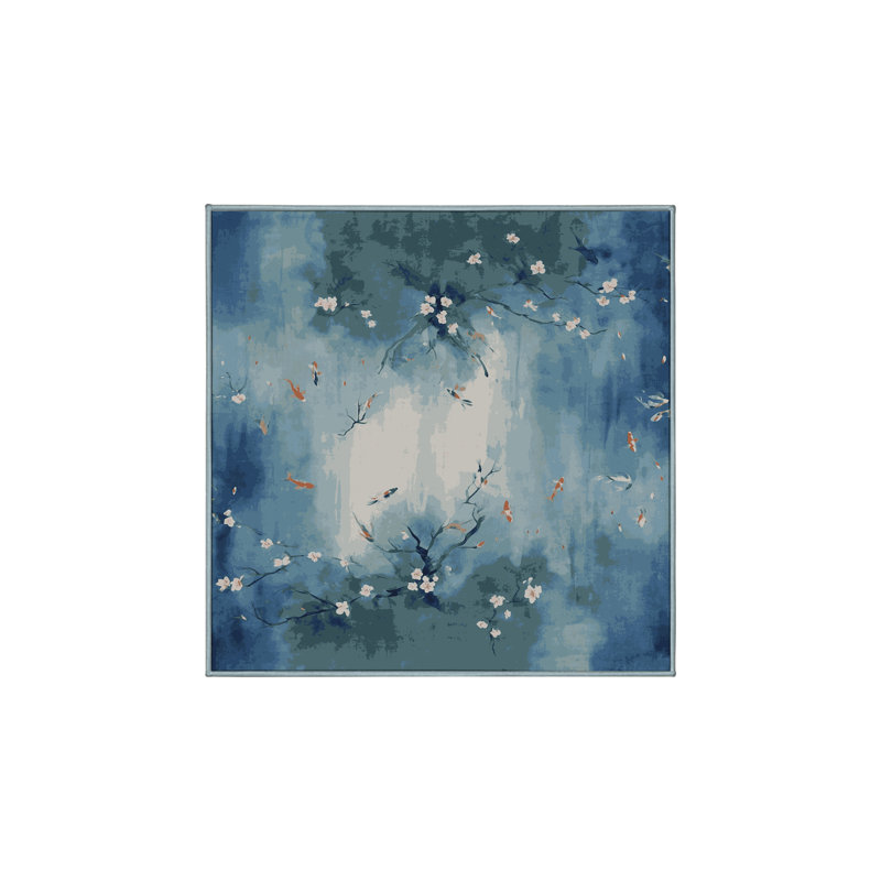 Silky Soft Plush Blue Area Rug, Square 5'