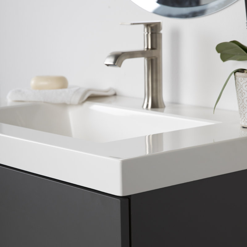 Meuble-lavabo mural simple 30,5 po avec plateau en marbre de culture, Ciment
