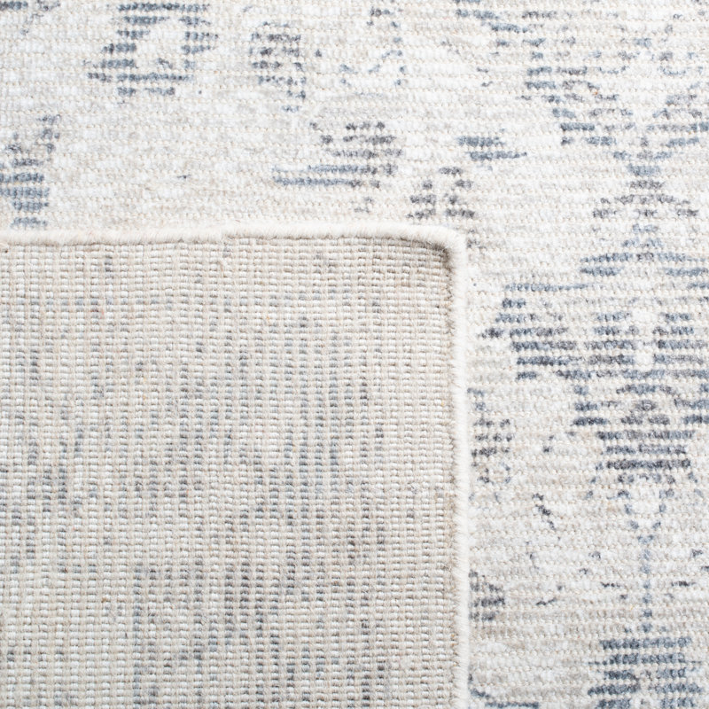 Tapis oriental gris / ivoire en laine / viscose tissé à la main, Rectangle 4pi x 6 pi