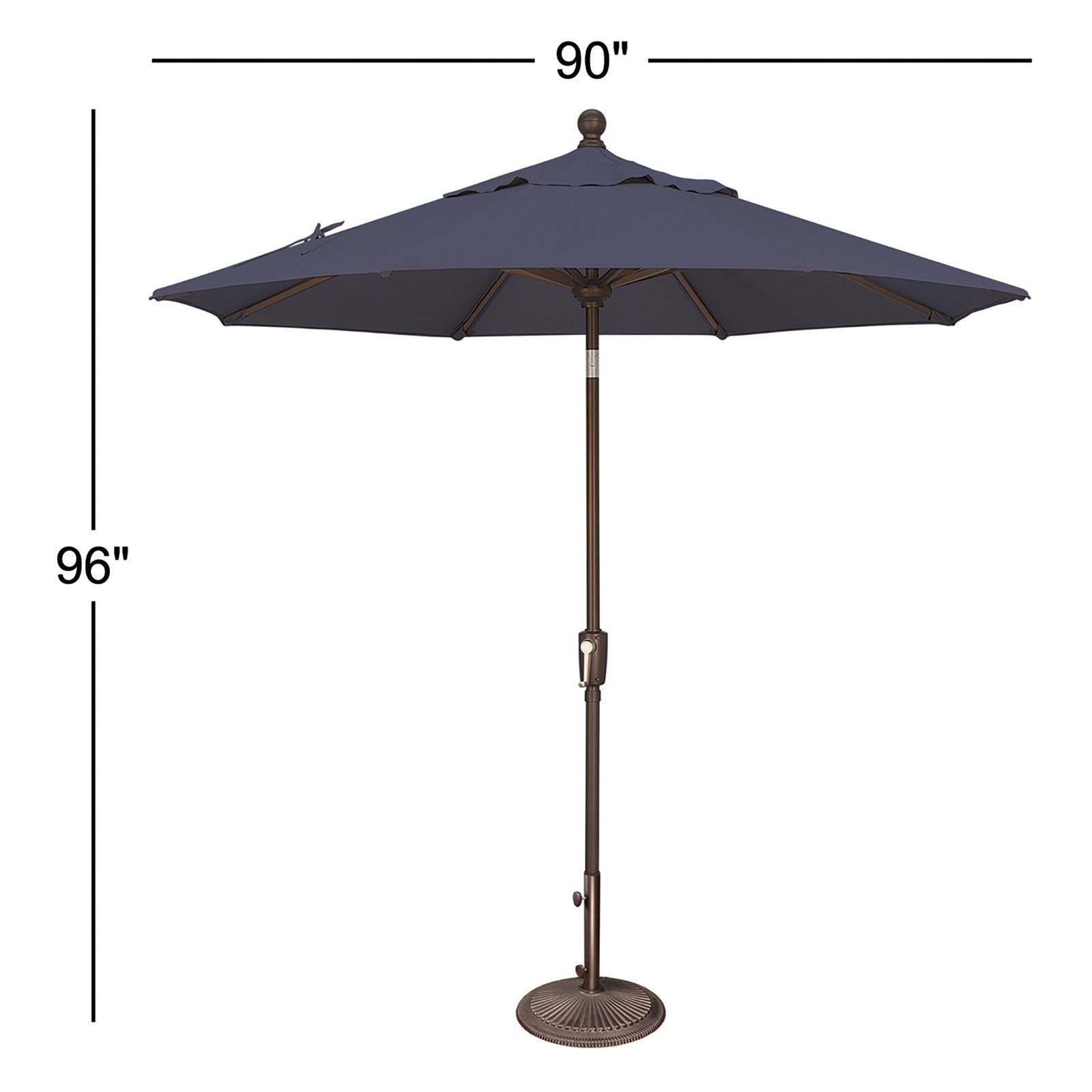 Launceston Market Umbrella, Canvas Navy Sunbrella® Canvas, Bronze, 96" H x 90" W x 90" D