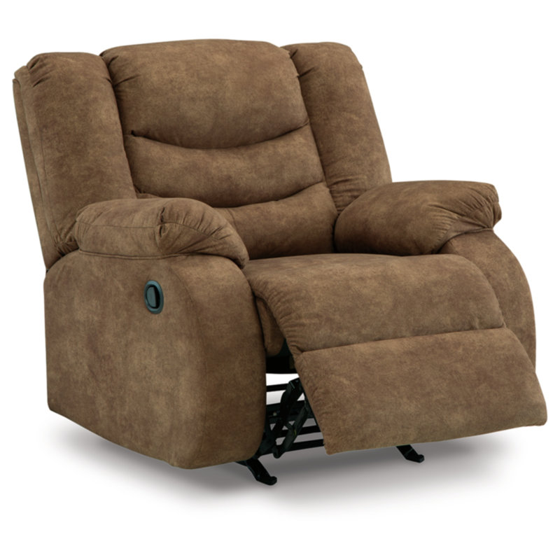 Partymate 39" Wide Manual Rocker Standard Recliner, Brown Faux Leather