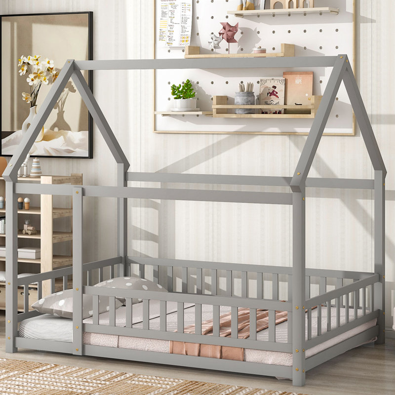 Lit en bois Ashton, Double, gris