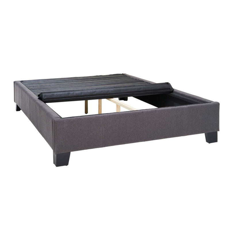 Modern Contempo Queen Upholstered Bed Platform Base, Gray, Queen