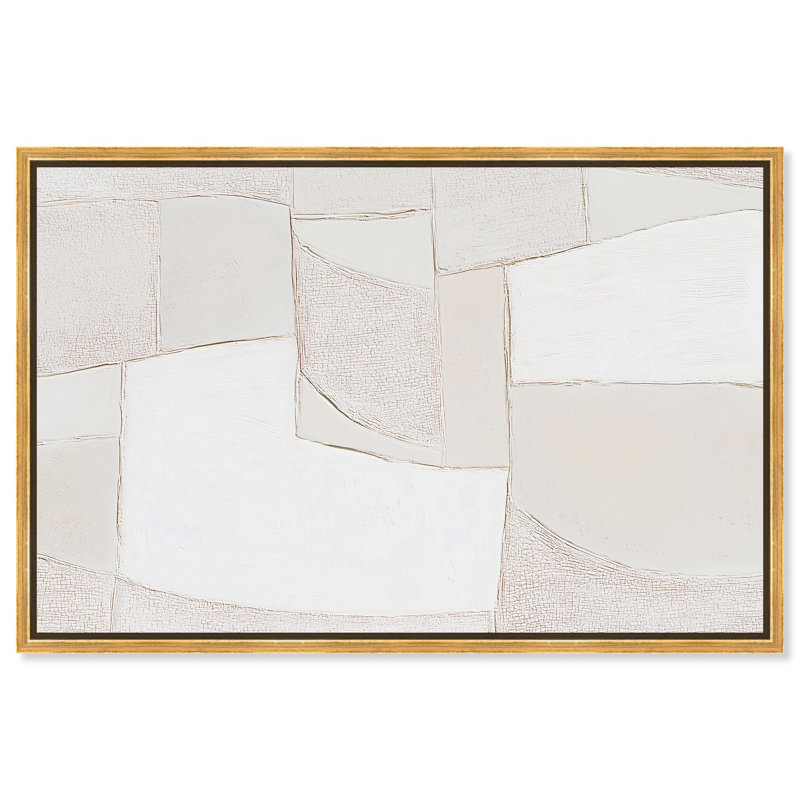 «Veiled Calm Canvas», art mural tendance , H 31 po x l 46 po, Doré, Floater Frame