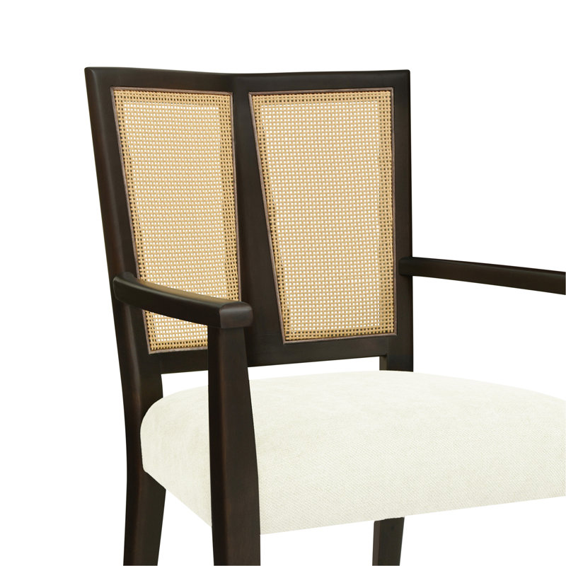 Ensemble de 2 chaises avec accoudoirs (brun foncé et beige), Marron foncé