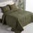 Classic Solid Floral Oversized King Quilt Set Bedding Set California King Bedspread with Shams(Olive Green 128"x120")-119238091-119238083