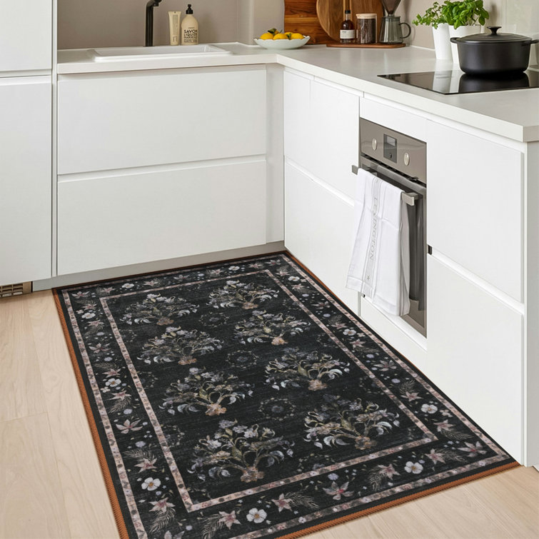 Straub Large Floral Rugs Living Room Rug Washable Bedroom Rug Non-Slip Colorful Vintage Accent Floor Carpet For Home Decor