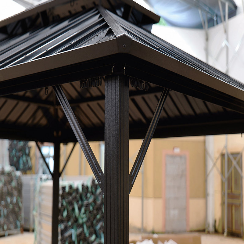 Pavillon de jardin 10X10FT, pour l'extérieur avec toit en acier double couleur