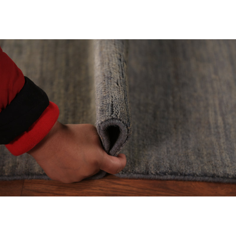 Modern Gray Gabbeh Wool Runner Rug 3x10
