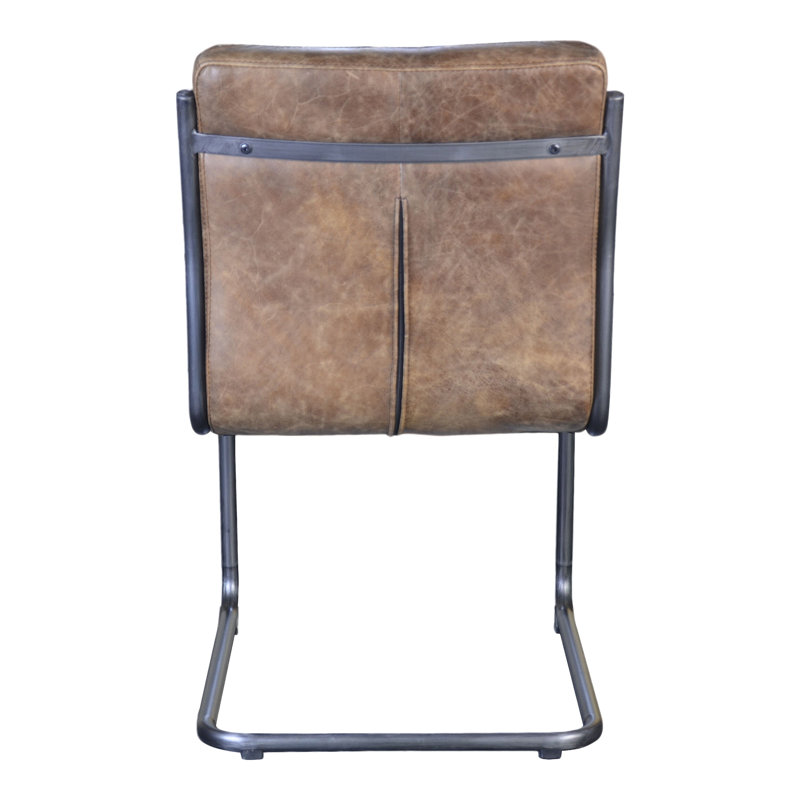 Leather Side Chair, Brown Genuine Leather
