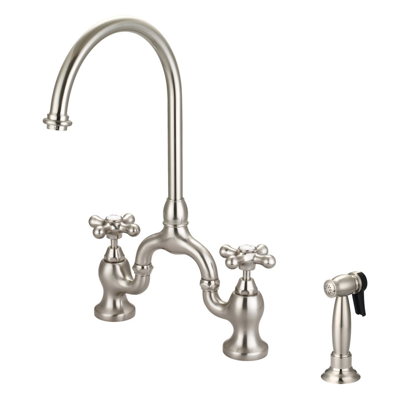 Barclay Banner Kitchen Faucet with Side Spray and Soap Dispenser, Brushed Nickel