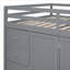 Structure de lit mezzanine pleine grandeur en bois massif gris doux et doux, solution d'économie d'espace contemporaine pour les chambres à coucher