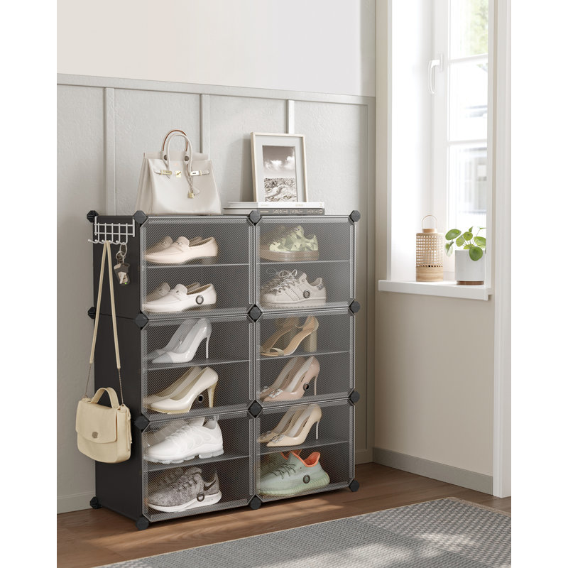 Shoe Rack, Black, 37" H x 32.7" W x 12.6" D