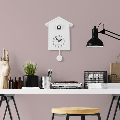 White Minimalist Cuckoo Wall Clock