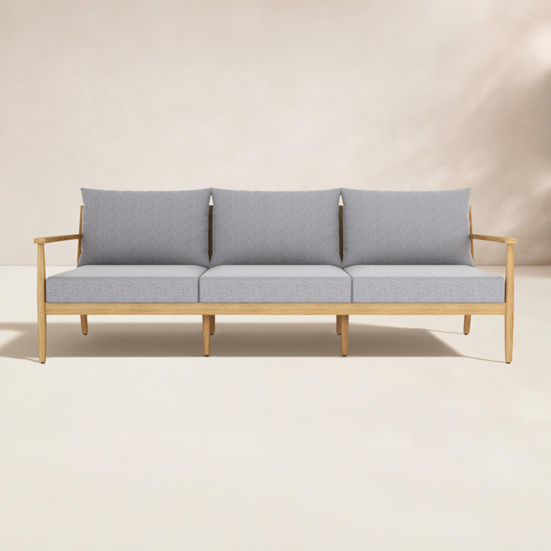 Juniper 85" Teak Sofa, Granite Cushions, Gray