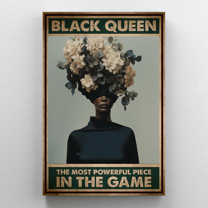 Lartarsha " Black Queen The Most Powerful Piece - 1 Piece Rectangle Graphic Art Print On Wrapped Canvas "