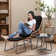 Ensemble de conversation d'extérieur 3 pièces avec coussins, repose-pieds et table d'appoint 3 pièces