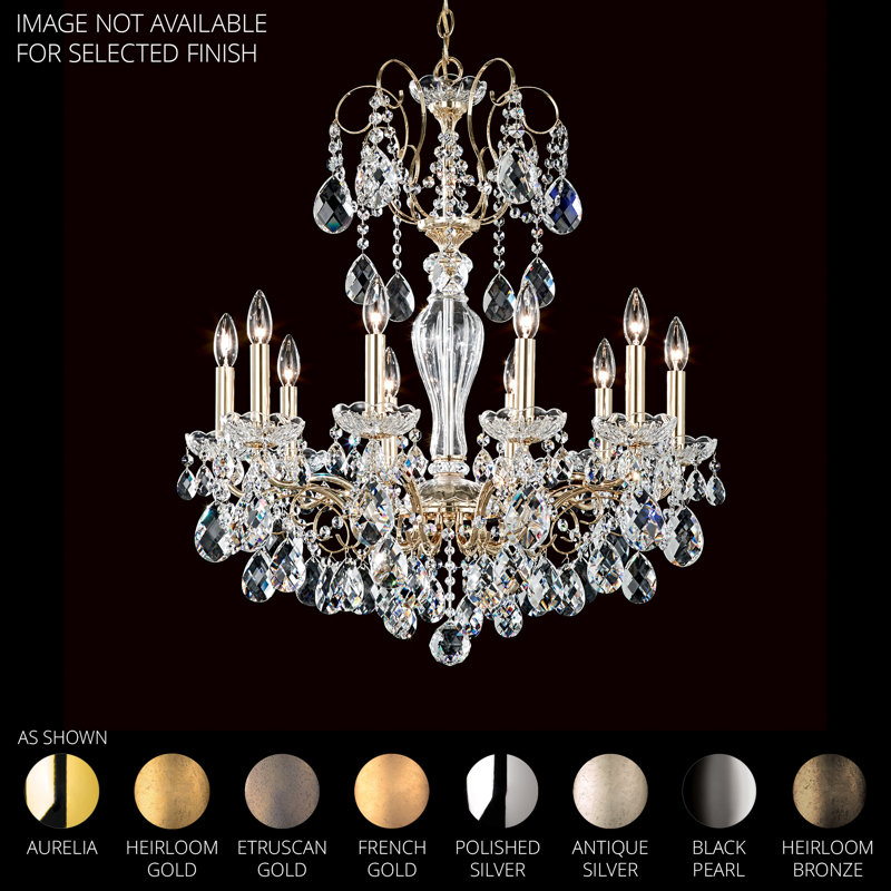 Sonatina 10 Light 25.5in x 29.5in Chandelier in French Gold with Clear Heritage Handcut Crystals, Silver