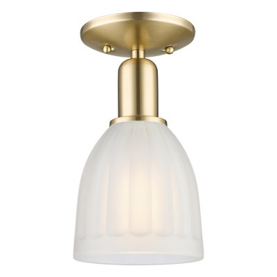 Arcadia - Brookfield - Plafonnier semi-encastré 6 po 1 lumière - Finition bronze champagne - Abat-jour blanc