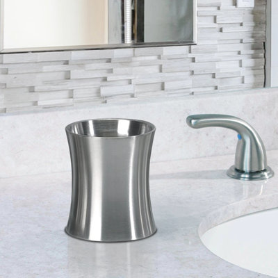 Stainless Steel Tumbler Cup with Brushed Finish, Multi-Functional Organizer for Bathroom and Vanity Essentials