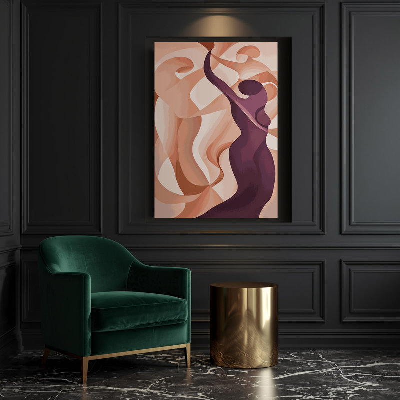 Abstrait art figuratif beige sur toile 38, H 14 po x l 11 po