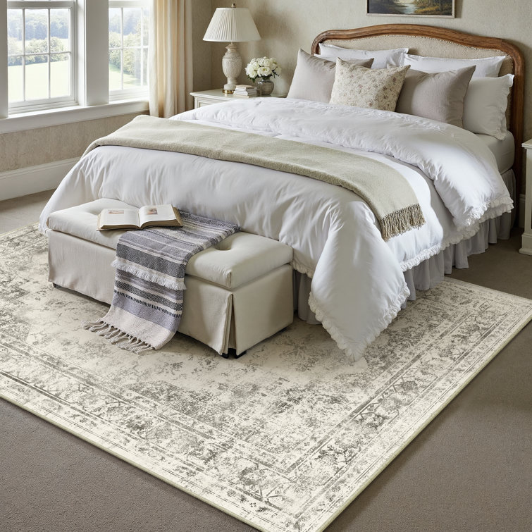 Tapis oriental vintage lavable à la machine avec envers antidérapant