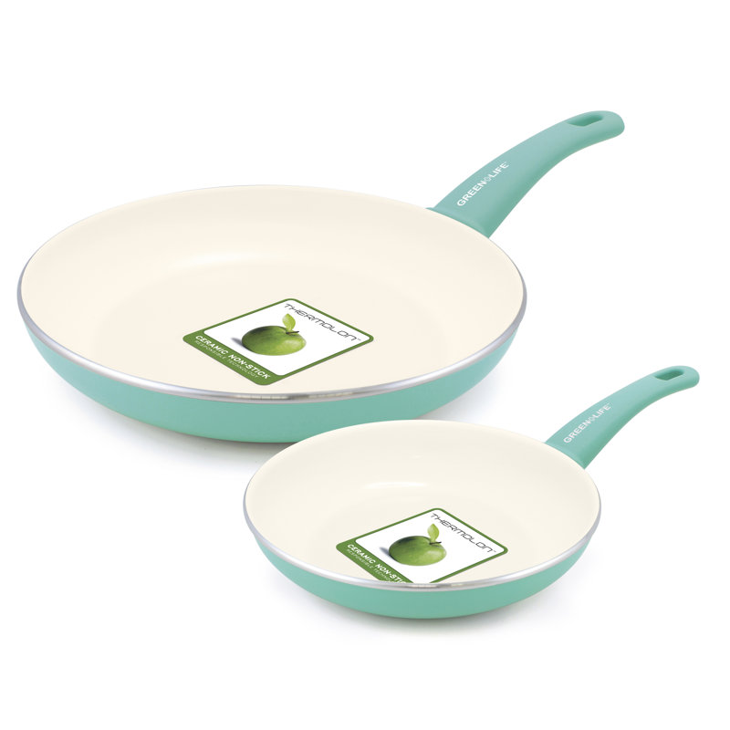 Turquoise Aluminum Ceramic Nonstick 2-Piece Fry Pan Set
