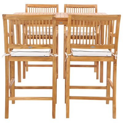 Outdoor 5 - Piece Teak Bistro Set with Cushions