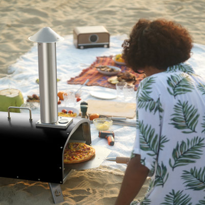 Barbecue d'extérieur au four à pizza en acier inoxydable au propane et au bois