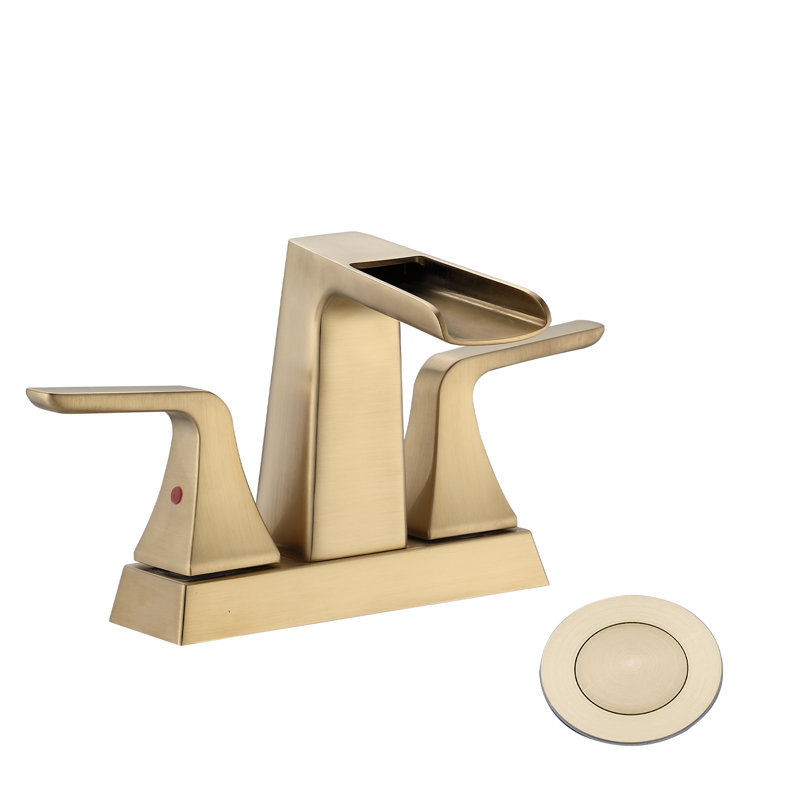 2-handle Bathroom Faucet with Drain Assembly, Brushed Gold