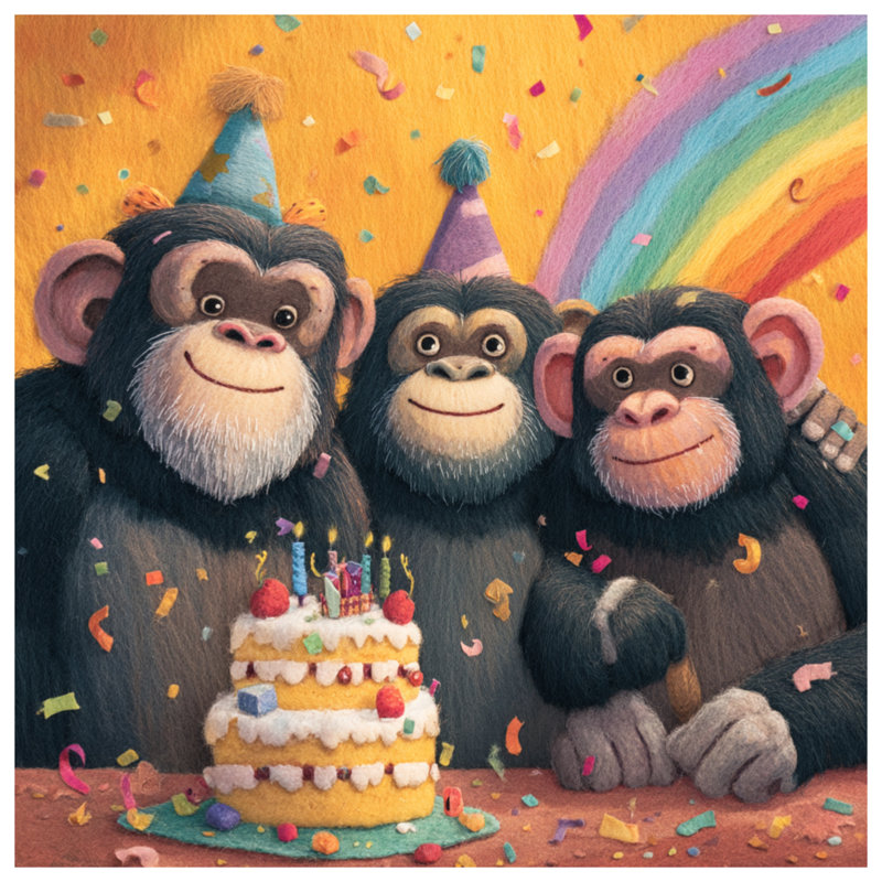 Housses de couette Monkeys With Birthday Cake, Lit simple