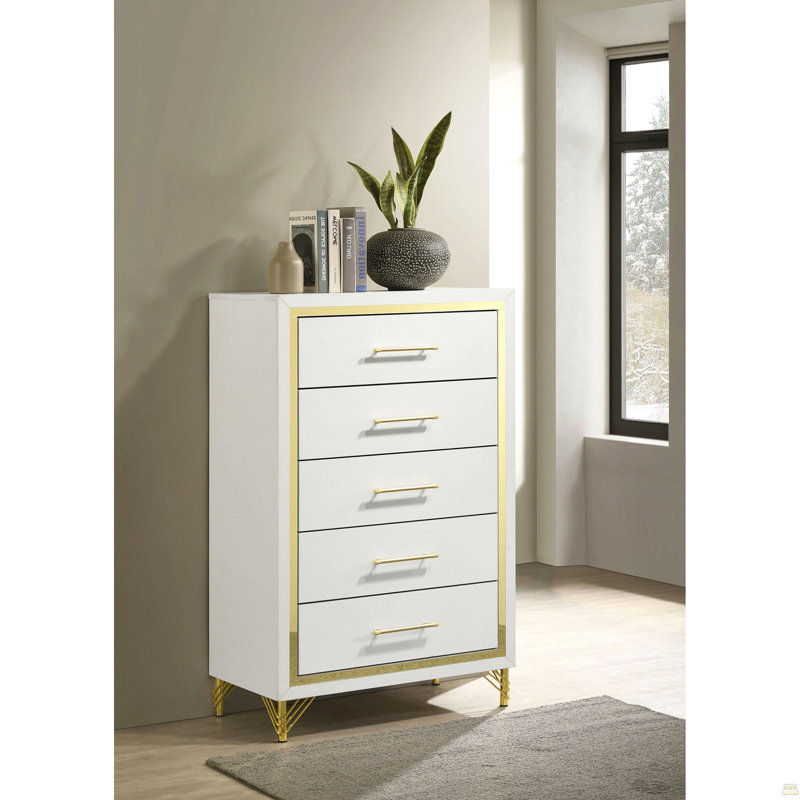 Commode 5 tiroirs, Blanc