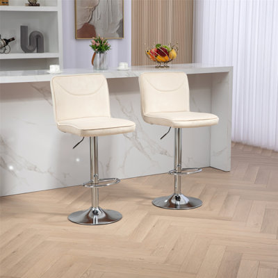 2 tabourets de bar avec dossier et chaises à hauteur de comptoir avec repose-pieds, tabourets de bar pivotants en velours à 360 °