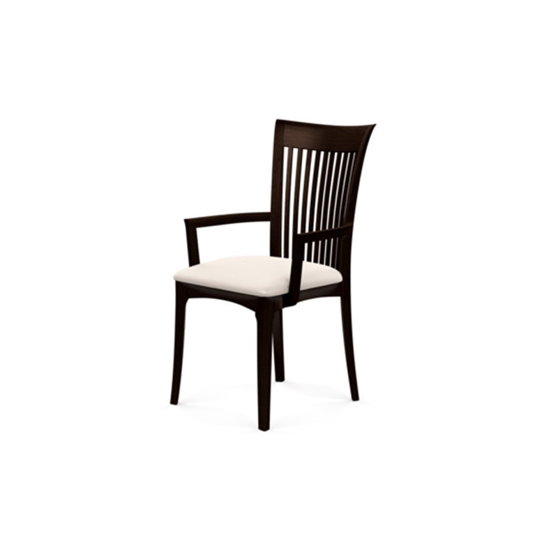 Sarah 19.25'' H Upholstered Armchair, Smoke Cherry, White Leather