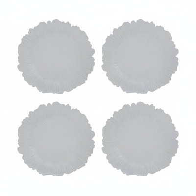 Set of Four 33cm Dia White Reef Charger Plates