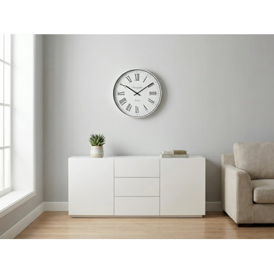 Horloge murale 20 pouces, profil mince Elite White Edge, quartz silencieux, horloge décorative minimaliste moderne pour le bureau de la chambre à coucher, salon