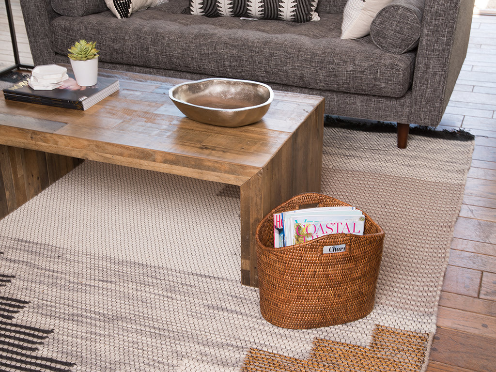 Everard Rattan Free Standing Magazine Rack Beachcrest Home™