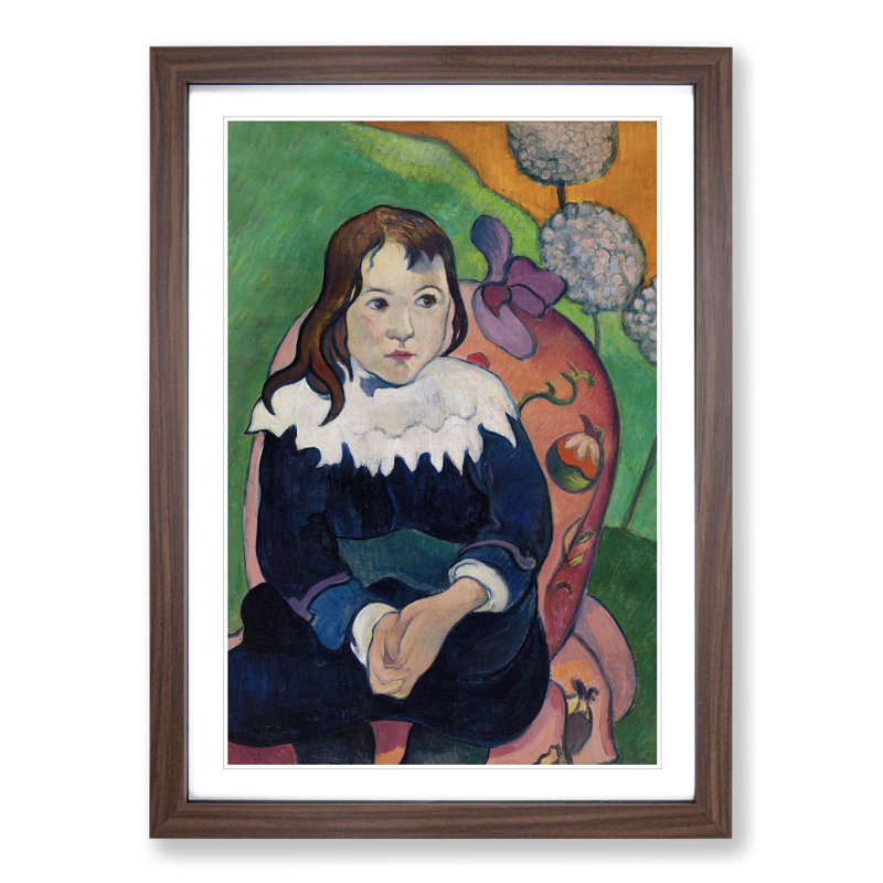 Portrait of a Child by Paul Gauguin - Picture Frame Painting, Walnut Framed, 65cm H x 48cm W x 2cm D
