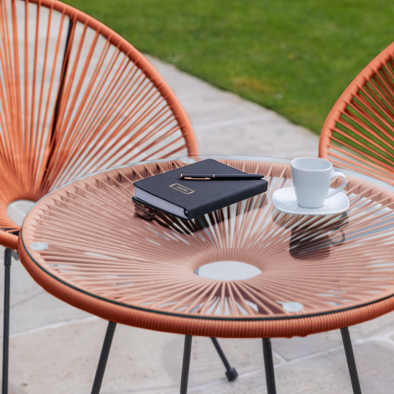 Flaxton String Bistro Set - 2 seater, Orange/Black