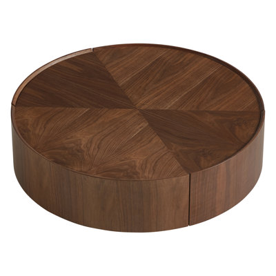 Fanchon Modern Walnut Veneer Fully Assembled Coffee Table With 2 Drawers