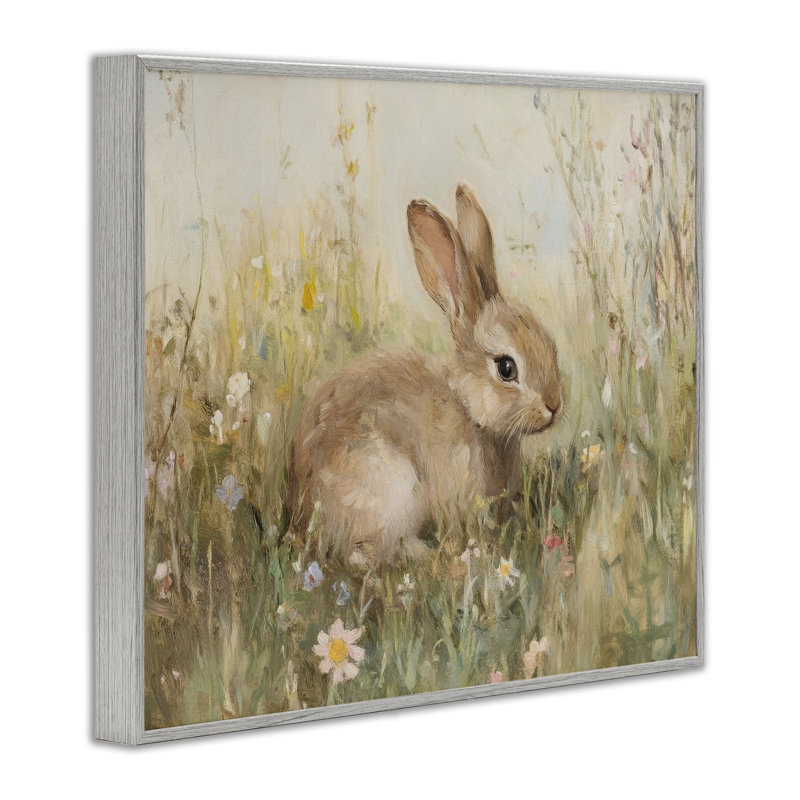 «Brown Bunny in Flower Meadow», estampe numérique par Petal Prints Design, Estampe numérique Farmhouse, H 11 po x l 14 po