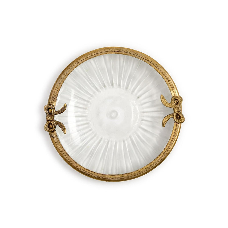 Plateau décoratif décoratif antique en verre doré antique 5,25 po