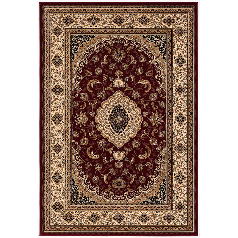 Tapis oriental rouge / beige / noir en oléfine 5 pi 3 po x 7 pi 5 po Banyon, Rectangle 5 pi 3 po x 7 pi 5 po