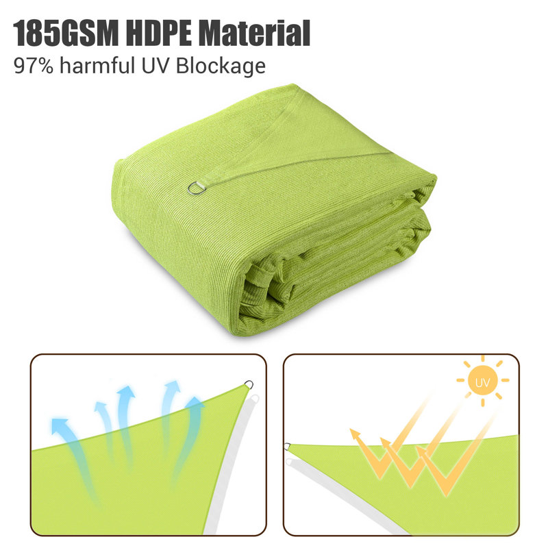 Apple Green 13'x19' Rectangle Sun Shade Sail with 10ft Poles